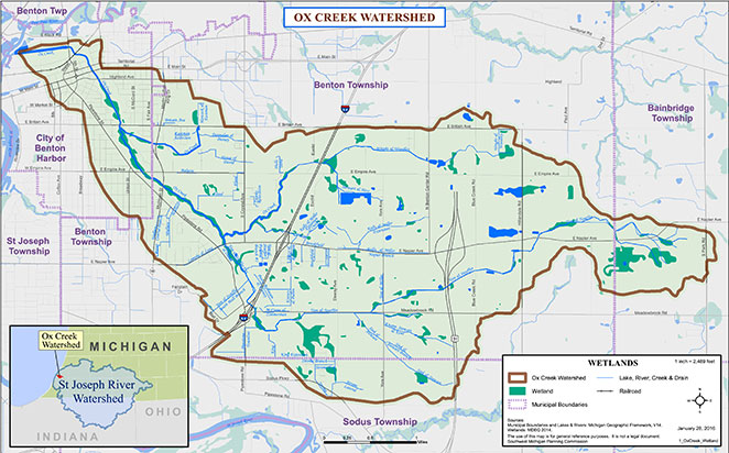 map of ox creek watershed location